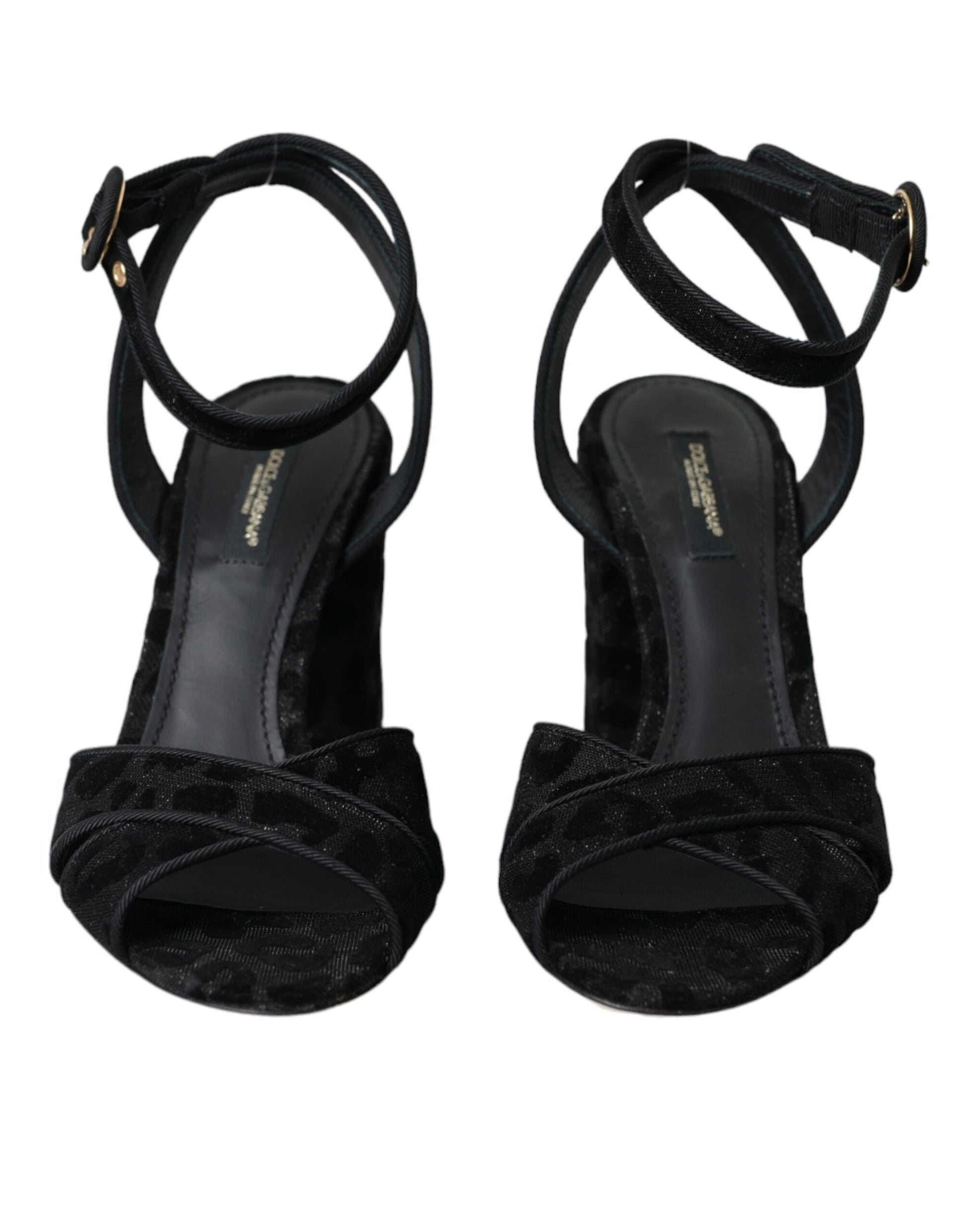 Black Leopard Suede Heels Sandals by Dolce & Gabbana