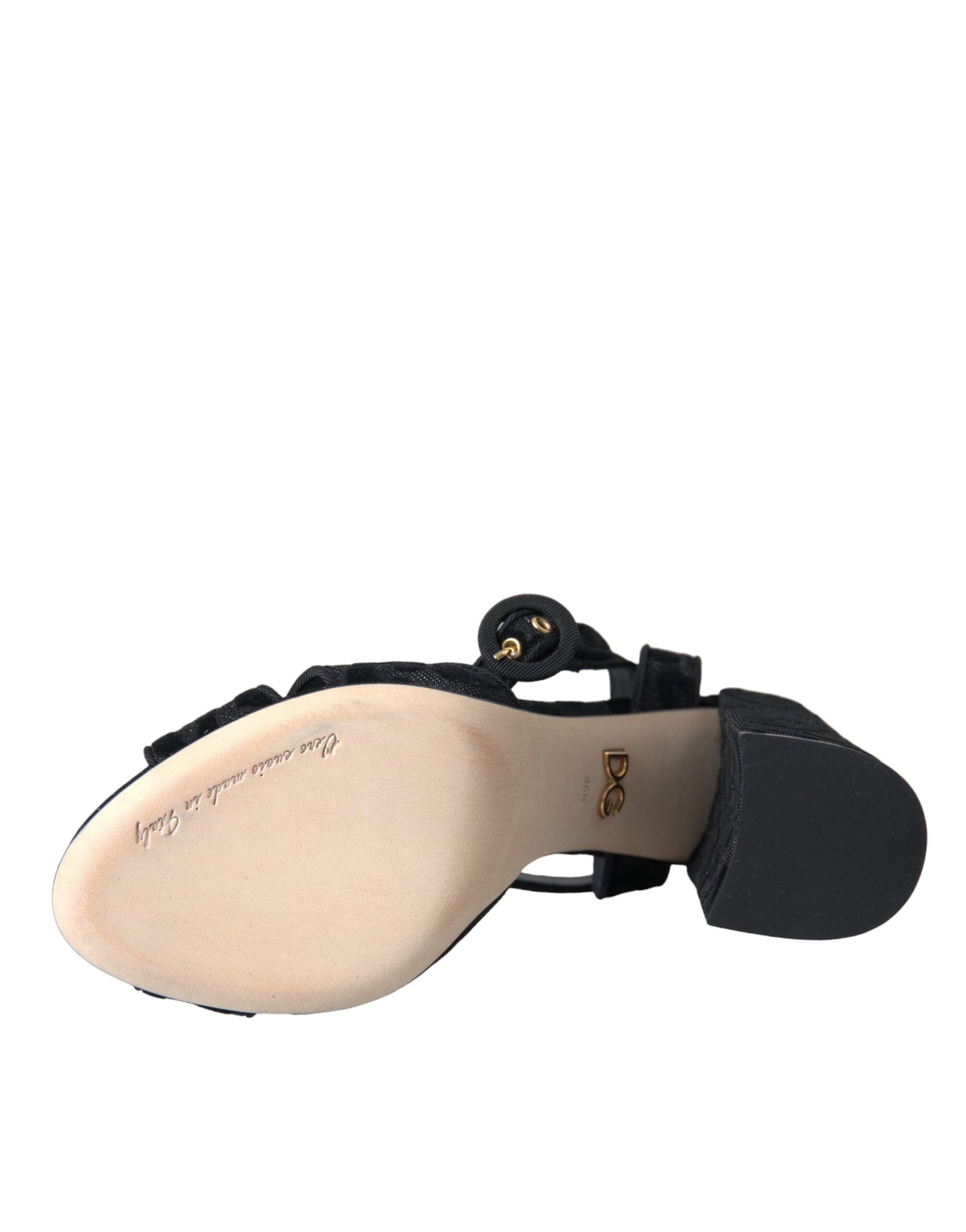 Black Leopard Suede Heels Sandals by Dolce & Gabbana