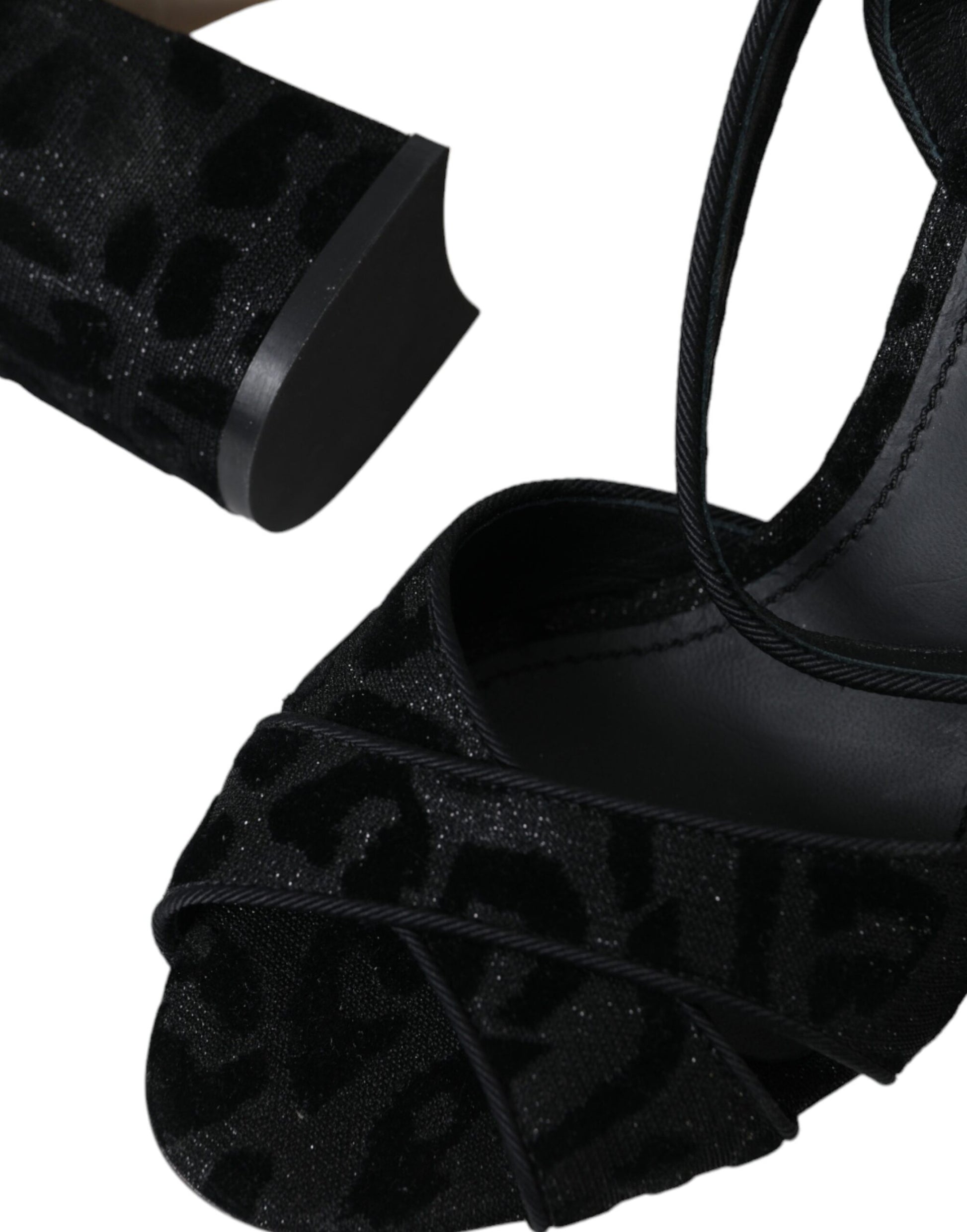 Black Leopard Suede Heels Sandals by Dolce & Gabbana