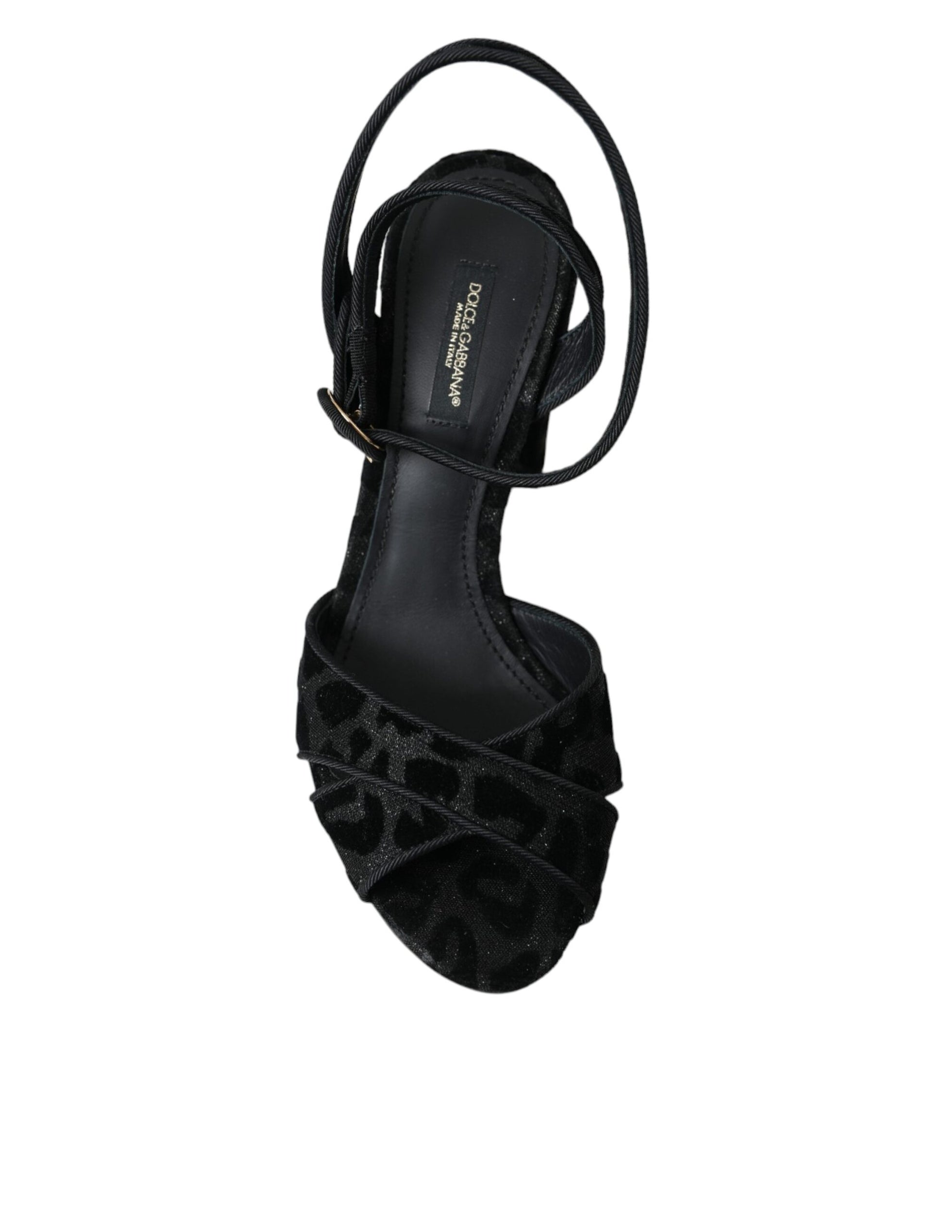 Black Leopard Suede Heels Sandals by Dolce & Gabbana