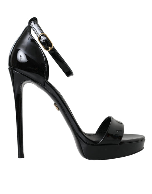  - Black KEIRA Leather Heels Sandals Shoes