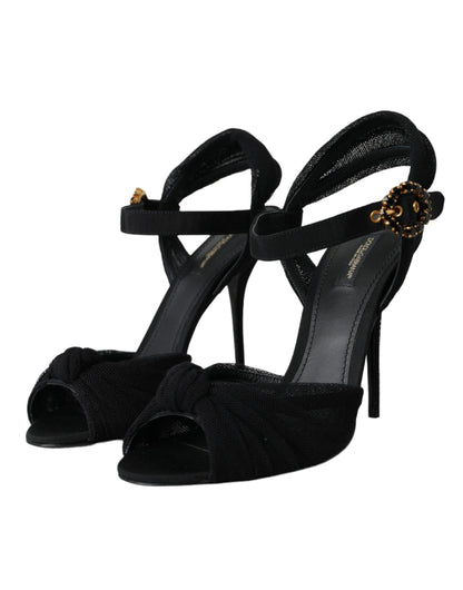 Black Suede Crystals Keira Sandals Shoes - The Luxe Alliance