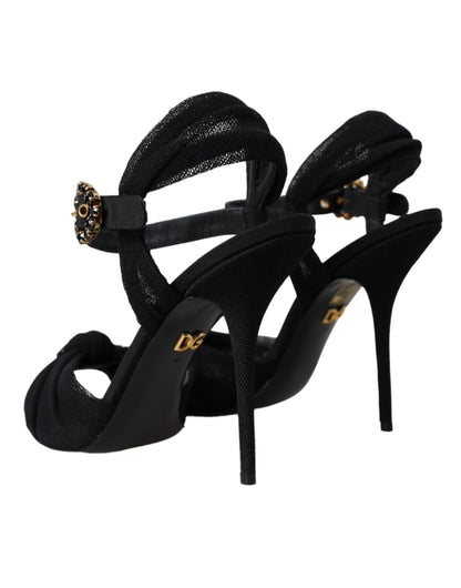 Black Suede Crystals Keira Sandals Shoes - The Luxe Alliance