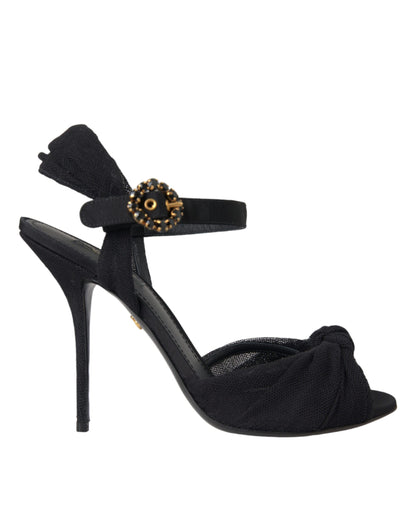 Black Suede Crystals Keira Sandals Shoes - The Luxe Alliance