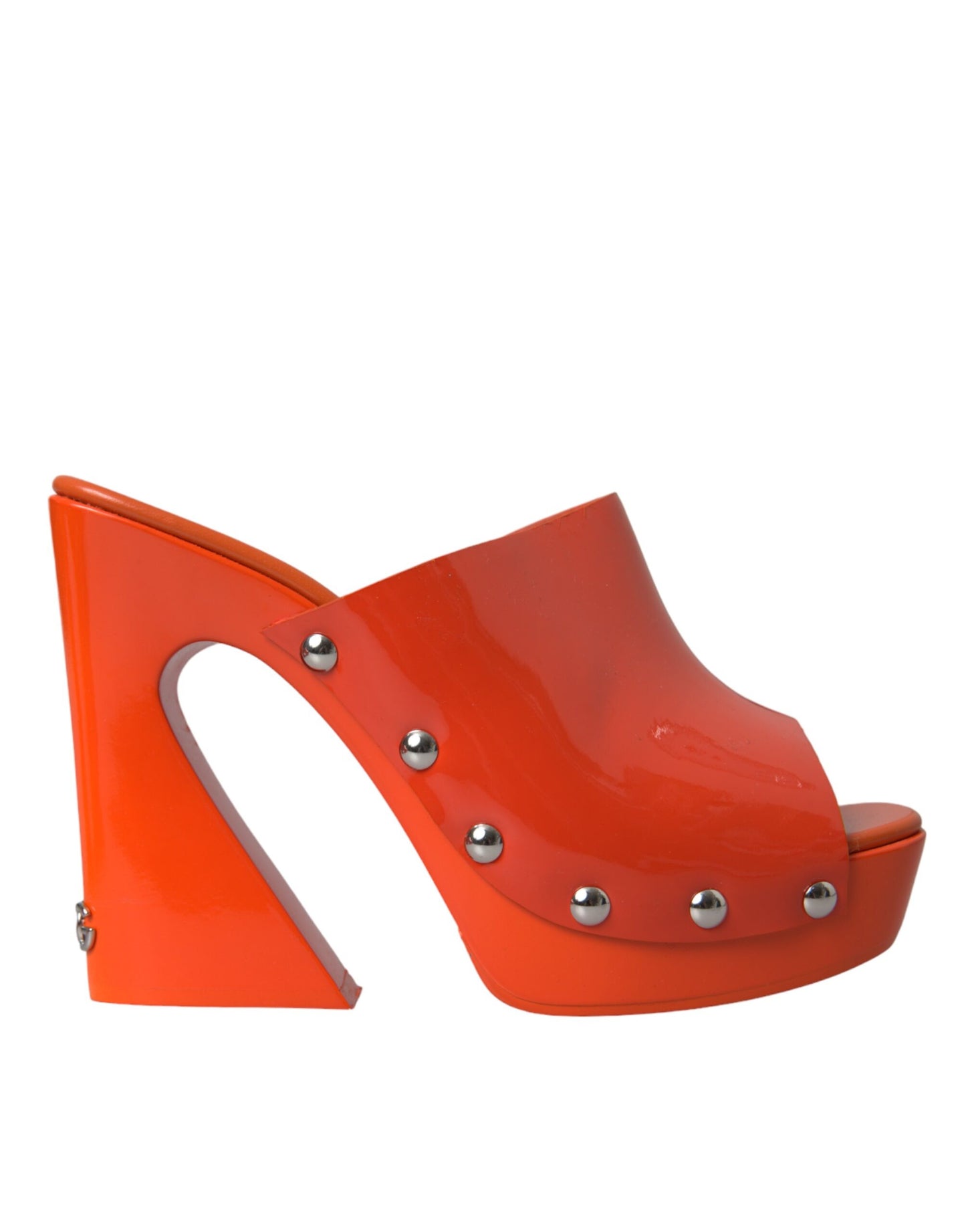 Orange Leather Mules Sandals Heels Shoes - The Luxe Alliance