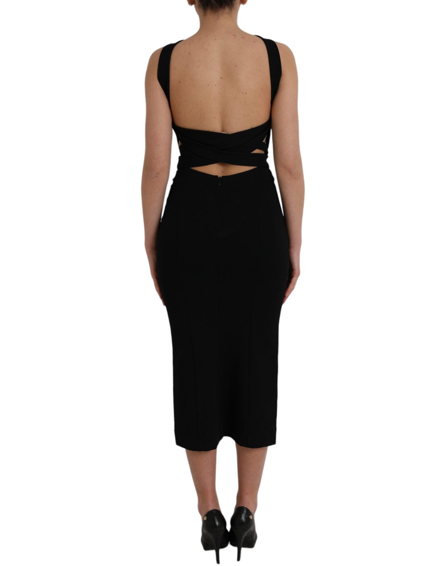 Black Sheath Halter Sleeveless Midi Dress - The Luxe Alliance