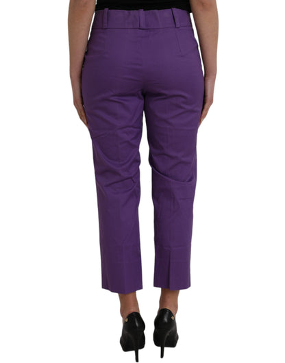 Purple Cotton MidWaist Straight Cropped Pants - The Luxe Alliance