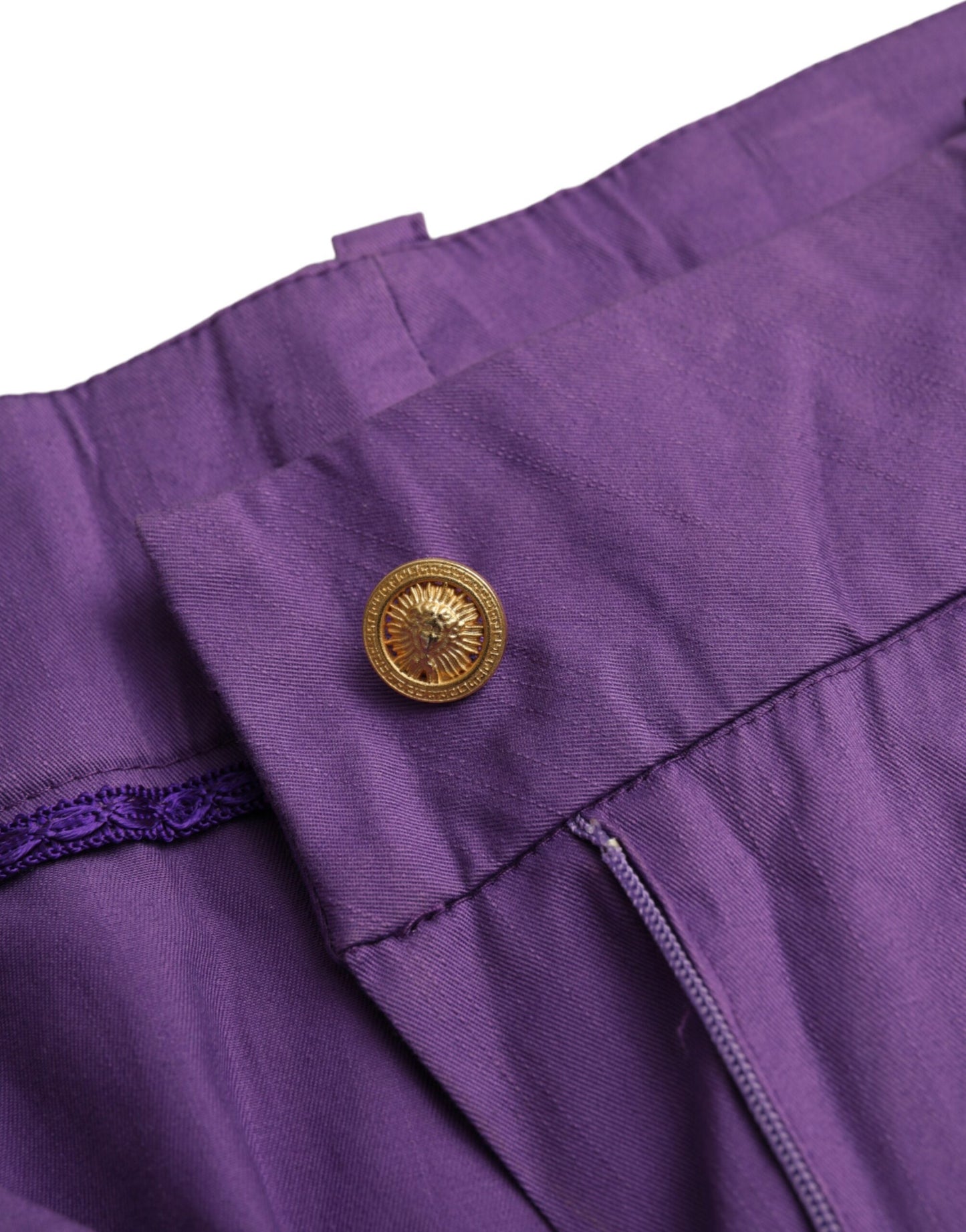 Purple Cotton MidWaist Straight Cropped Pants - The Luxe Alliance