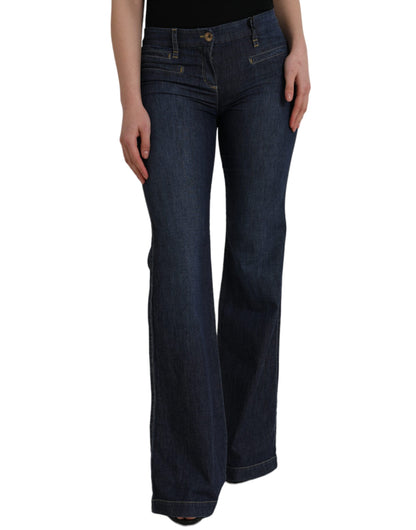 Dark Blue Cotton Bootcut Denim Jeans - The Luxe Alliance