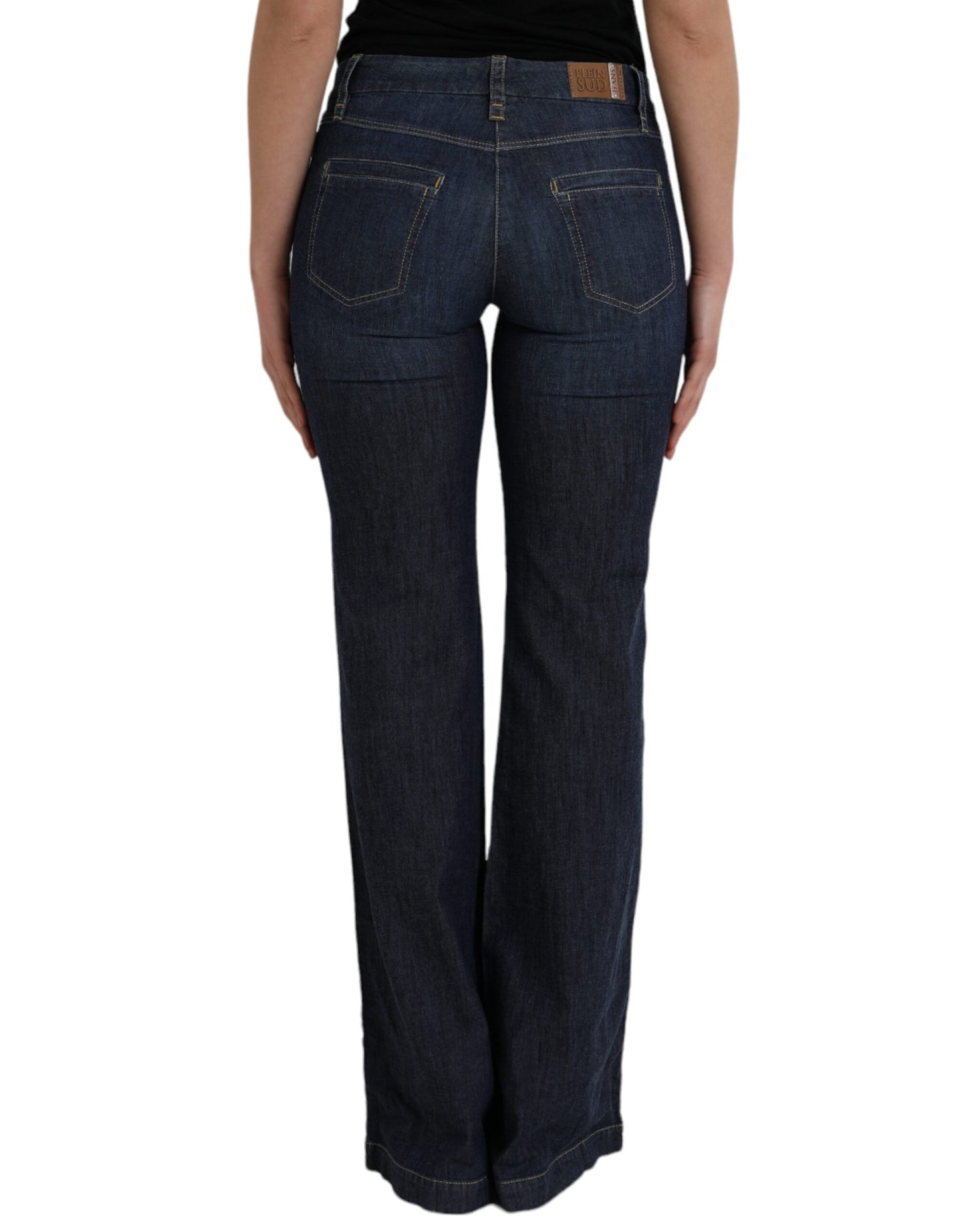 Dark Blue Cotton Bootcut Denim Jeans - The Luxe Alliance