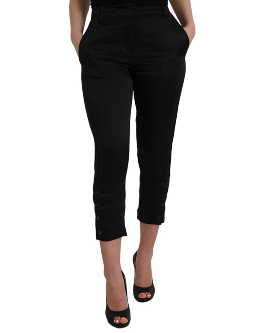 Black High Waist Capri Cropped Pants - The Luxe Alliance