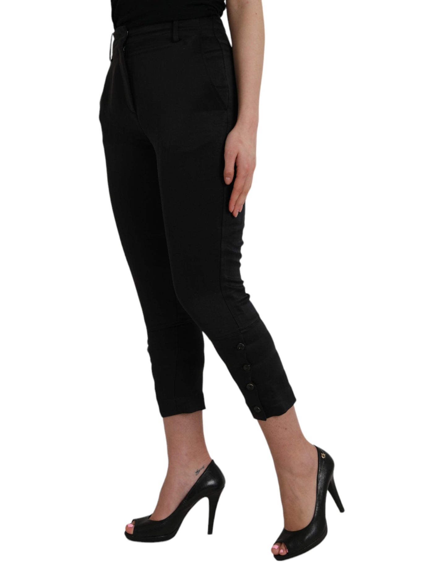 Black High Waist Capri Cropped Pants - The Luxe Alliance