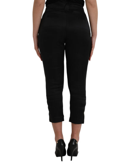 Black High Waist Capri Cropped Pants - The Luxe Alliance