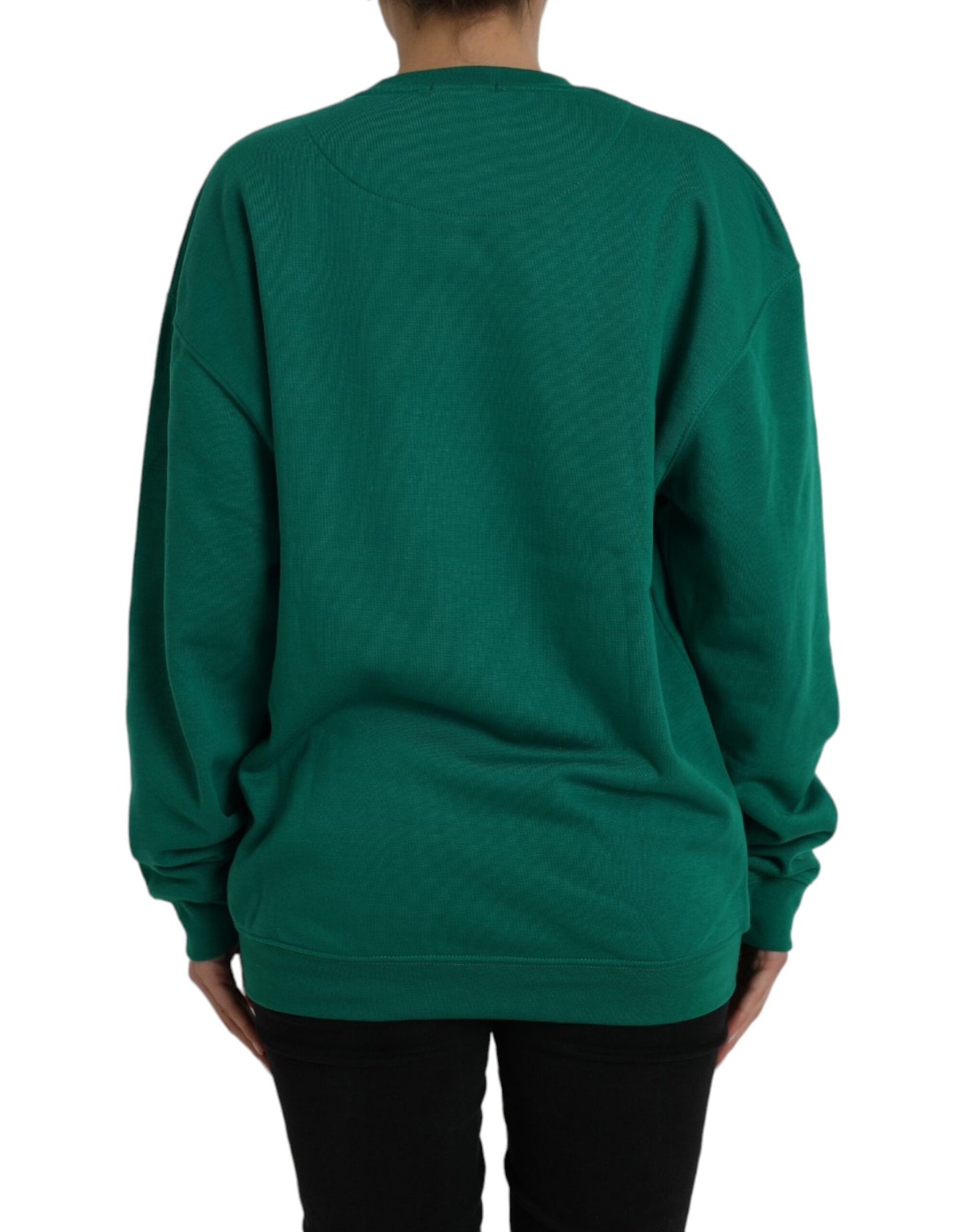 Green Cotton Logo Print Long Sleeves Pullover Sweater - The Luxe Alliance