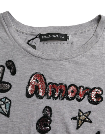  - Gray Cotton L'Amore E'Bellezza Top T-shirt