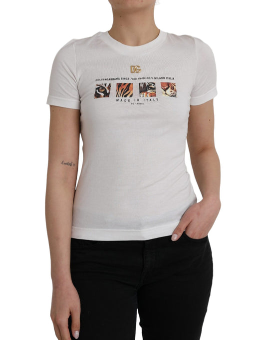  - White Cotton Short Sleeves Crew Neck T-shirt