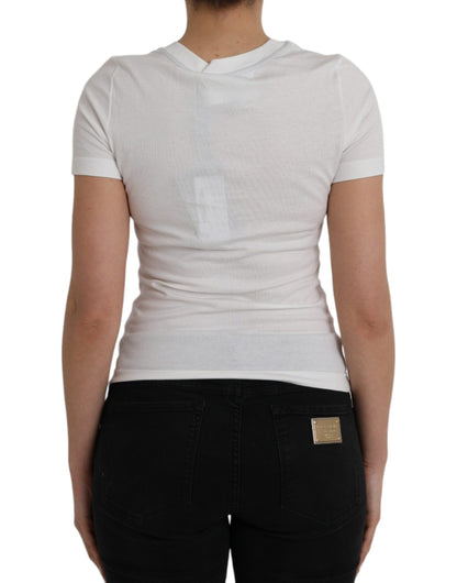  - White Cotton Short Sleeves Crew Neck T-shirt