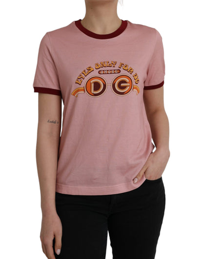 Pink Cotton Short Sleeves Crew Neck T-shirt - The Luxe Alliance