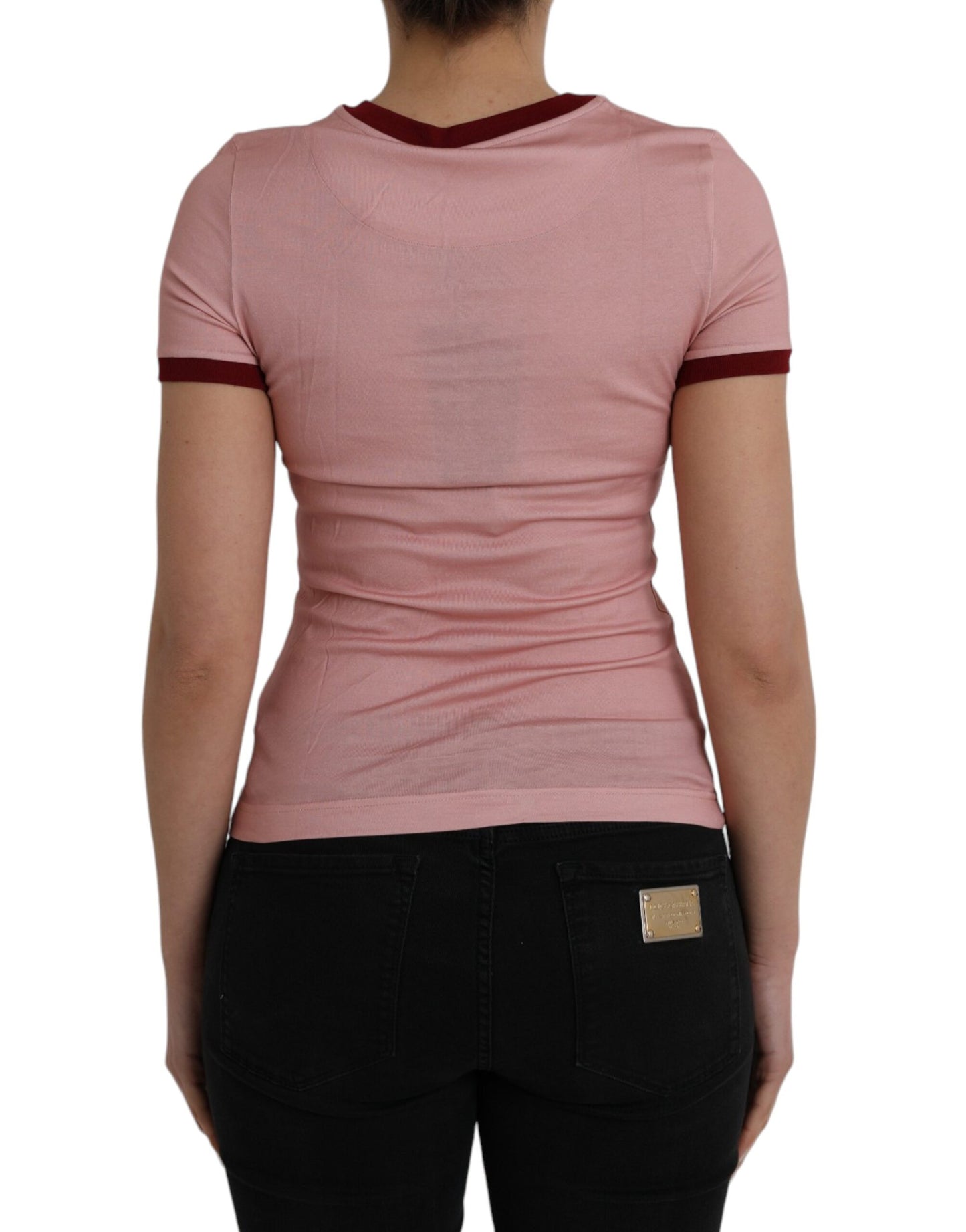 Pink Cotton Short Sleeves Crew Neck T-shirt - The Luxe Alliance