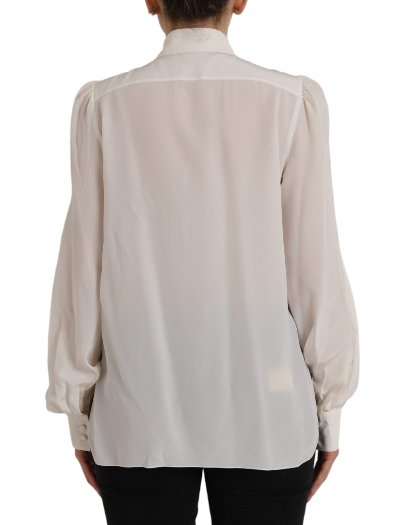  - Off White Long Sleeve Button Down Blouse Top