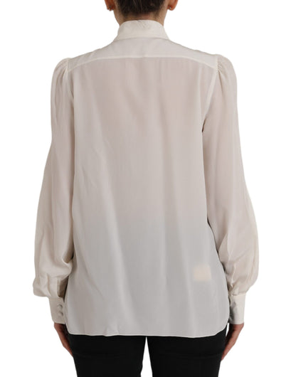  - Off White Long Sleeve Button Down Blouse Top