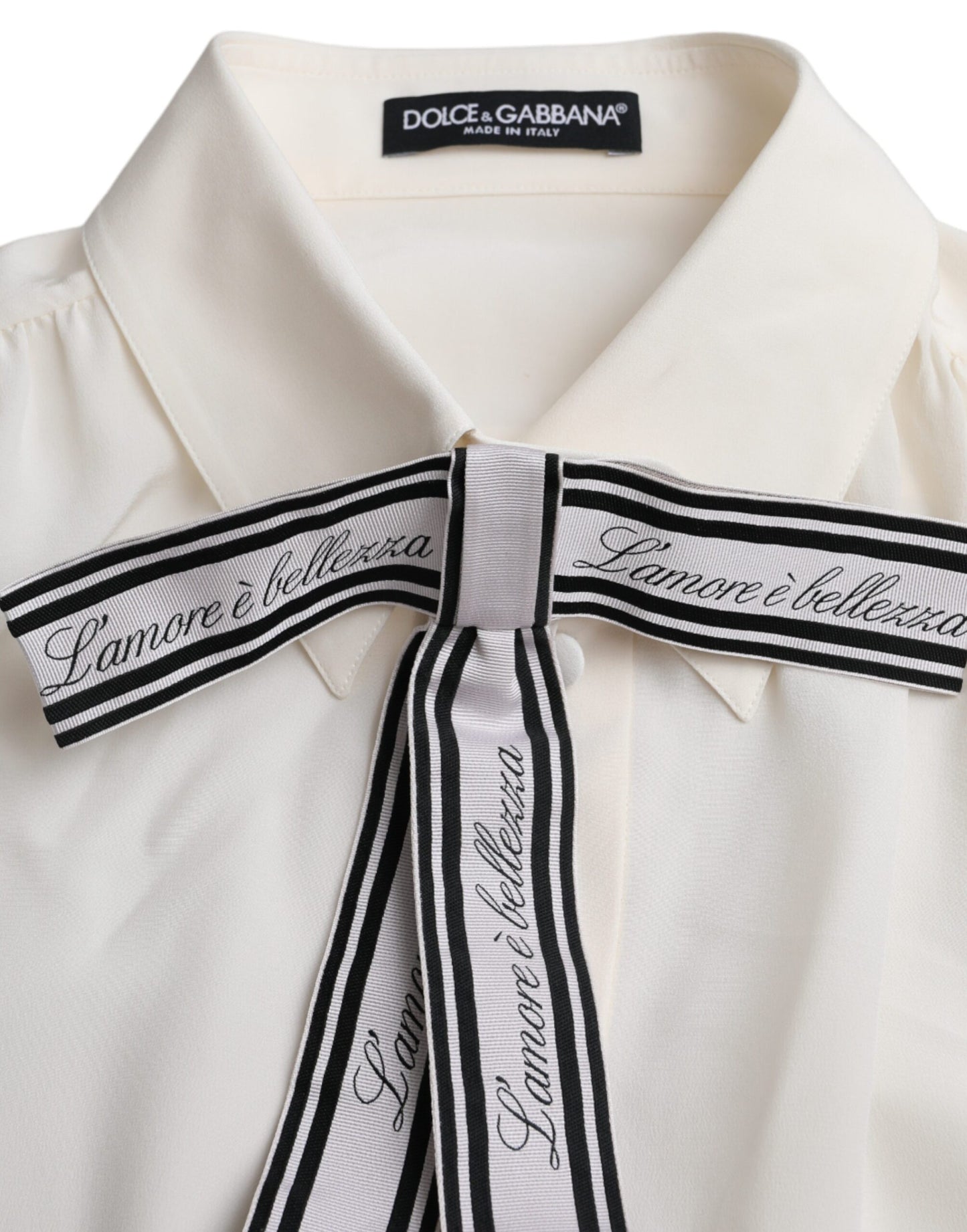  - Off White Long Sleeve Button Down Blouse Top