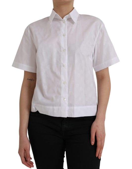  - White Collared Short Sleeve Polo Shirt Top
