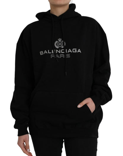  - Black Cotton Logo Hooded Pullover Sweatshirt Sweater