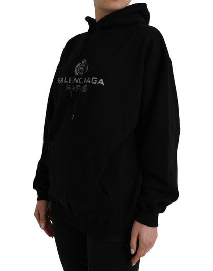  - Black Cotton Logo Hooded Pullover Sweatshirt Sweater