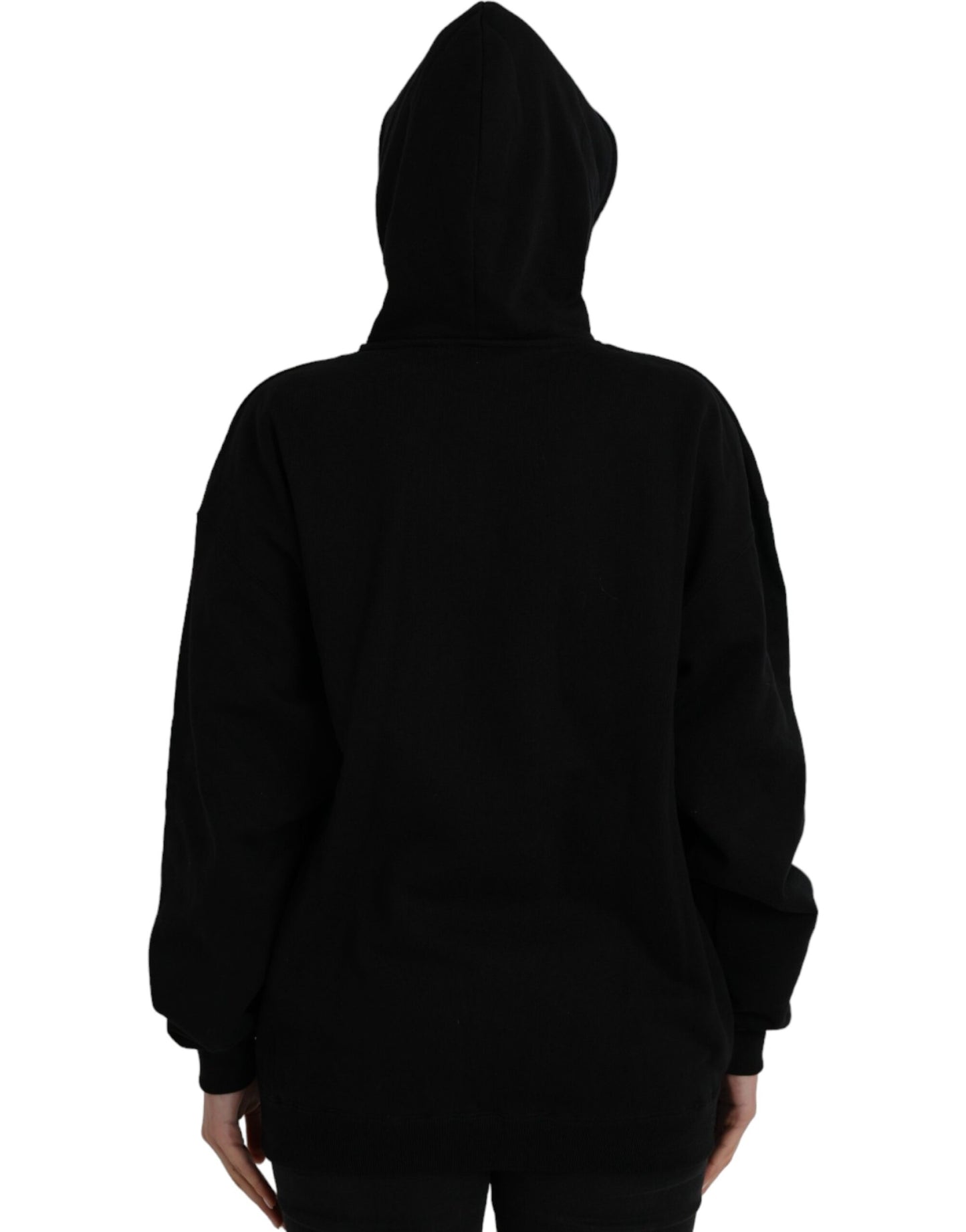  - Black Cotton Logo Hooded Pullover Sweatshirt Sweater