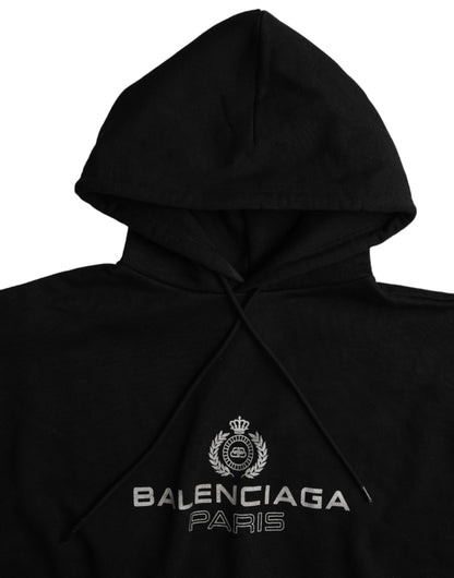  - Black Cotton Logo Hooded Pullover Sweatshirt Sweater