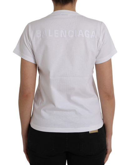  - White Cotton Crew Neck Short Sleeves T-shirt