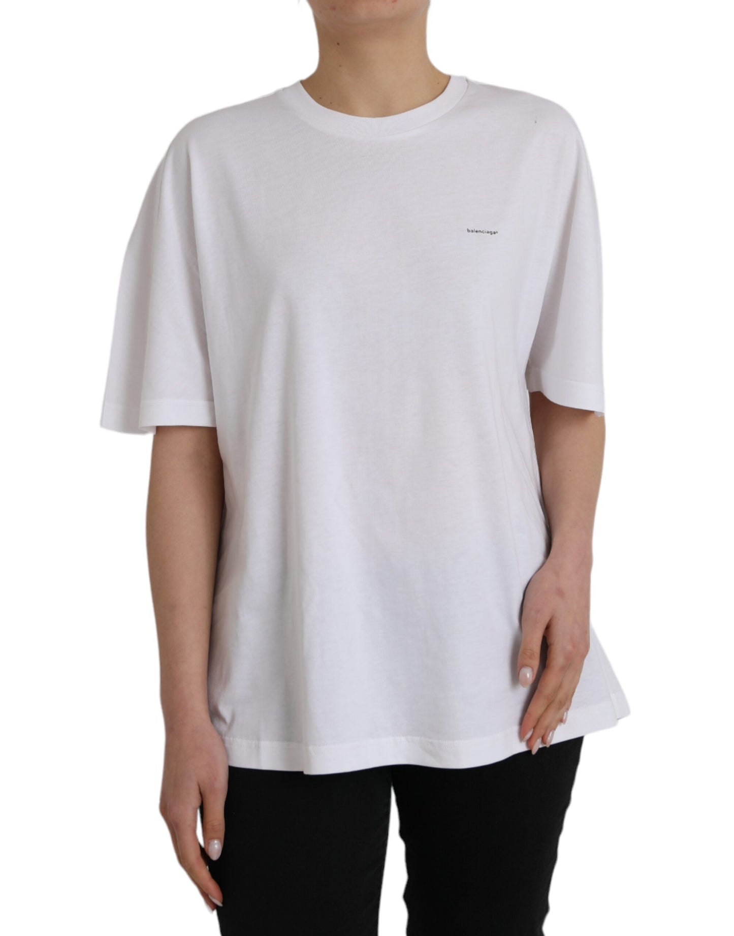  - White Cotton Crew Neck Short Sleeves T-shirt