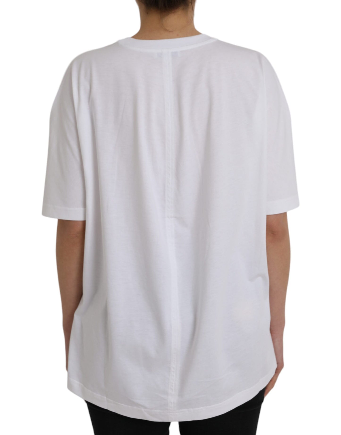  - White Cotton Crew Neck Short Sleeves T-shirt