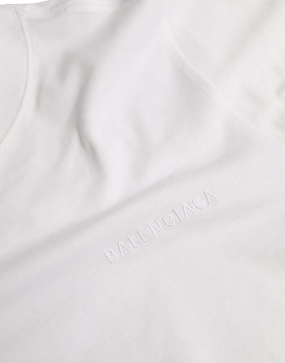 White Cotton Crew Neck Short Sleeves T-shirt - The Luxe Alliance