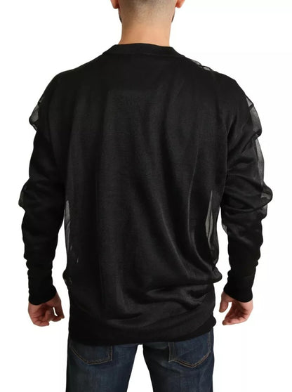  - Black Logo Crewneck Long Sleeve Pullover Sweater