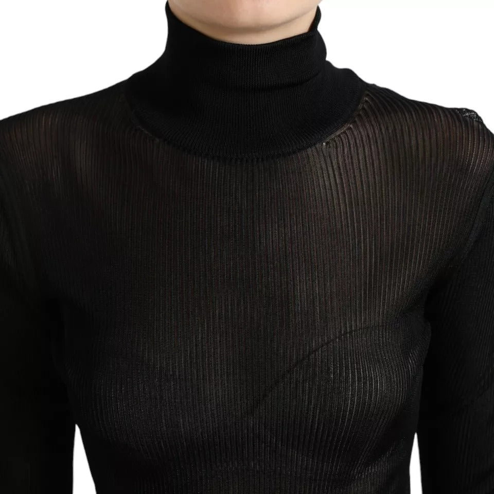  - Black Viscose Turtle Neck Pullover Sweater