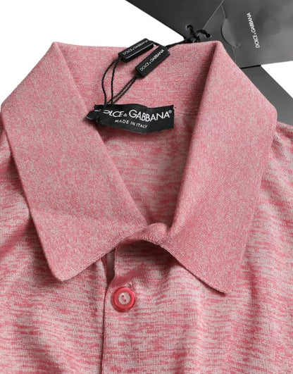  - Pink Polyester Collared Men Pullover Sweater