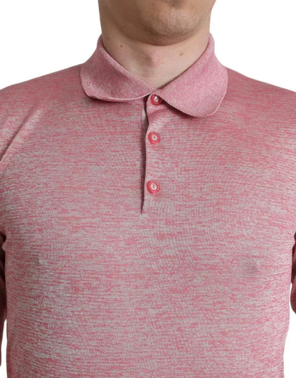  - Pink Polyester Collared Men Pullover Sweater