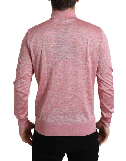  - Pink Polyester Collared Men Pullover Sweater