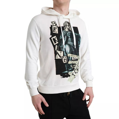  - White Caesar Cotton Hooded Pullover Sweater