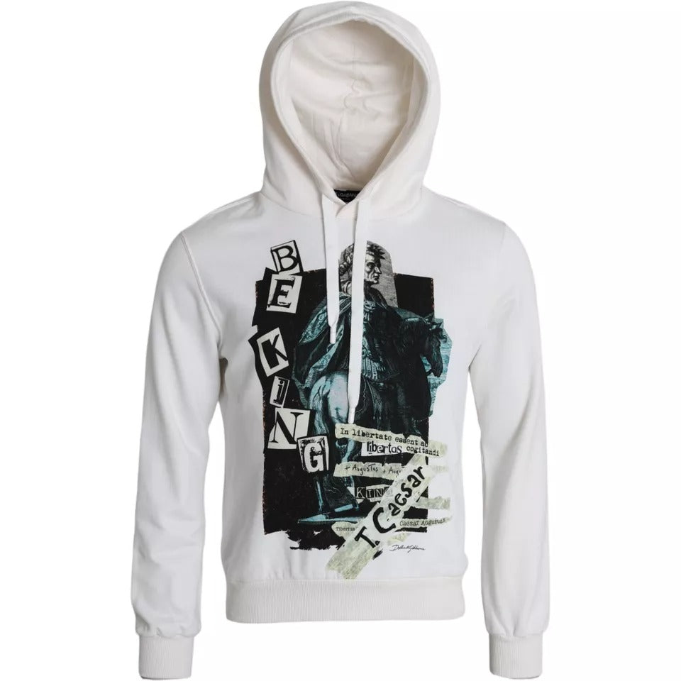  - White Caesar Cotton Hooded Pullover Sweater