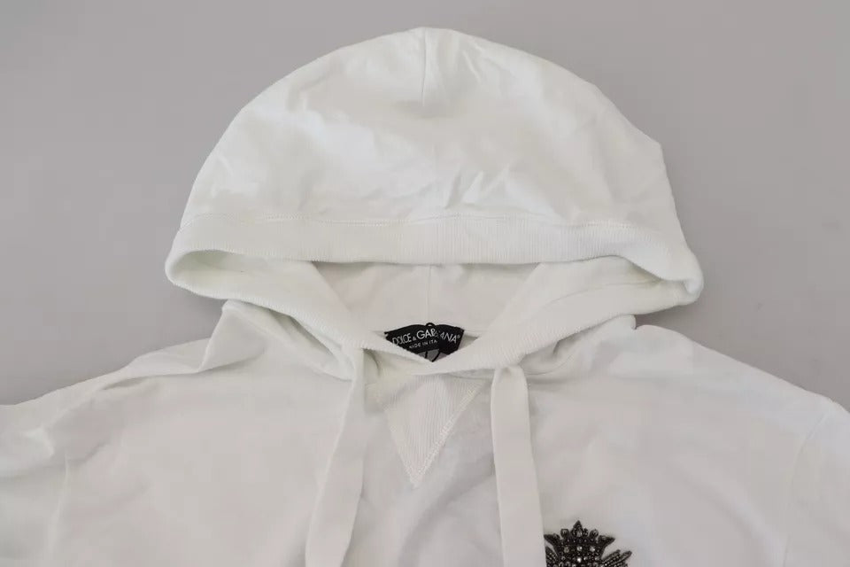  - White Cotton Hooded Sweatshirt Sweater