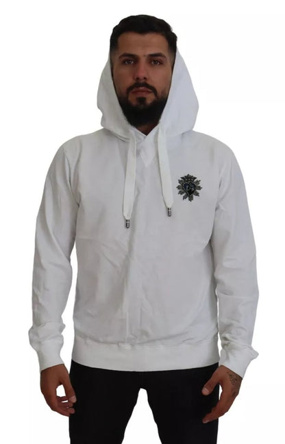  - White Cotton Hooded Sweatshirt Sweater