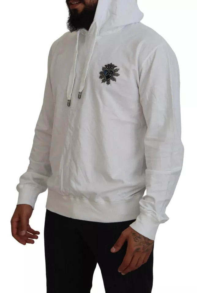  - White Cotton Hooded Sweatshirt Sweater