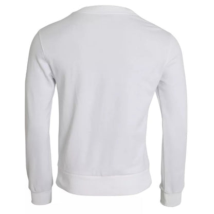  - White Cotton Logo Pullover Sweatshirt Sweater