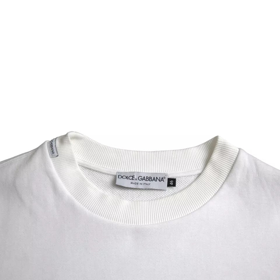  - White Cotton Logo Pullover Sweatshirt Sweater