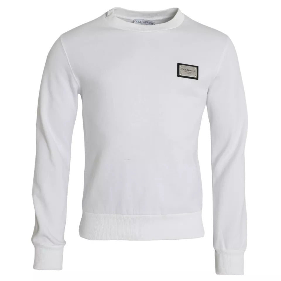  - White Cotton Logo Pullover Sweatshirt Sweater