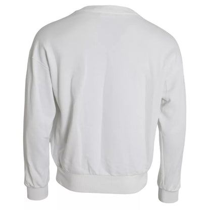  - White Embossed Logo Cotton Men Sweatshirt Sweater