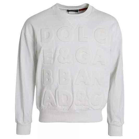  - White Embossed Logo Cotton Men Sweatshirt Sweater